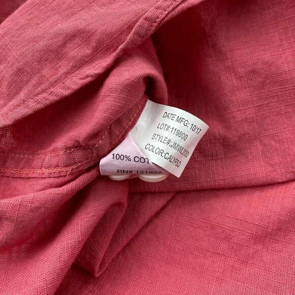 $115 Johnnie O Hangin Out Mens Small Brodie Pink Red Woven Textile Button Down - Picture 8 of 11